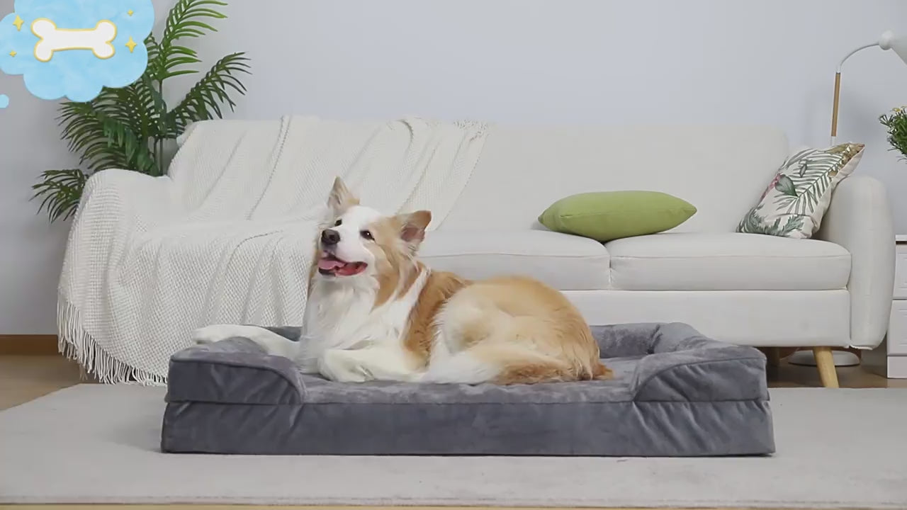 Orthopedic Dog Sofa Bed for Extra Large Dogs with Removable Washable Cover and Waterproof Lining
